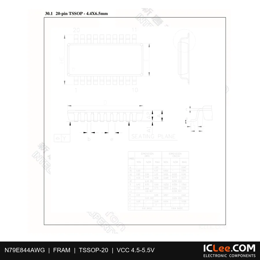 N79E844AWG Nuvoton 20-TSSOP package outline drawing